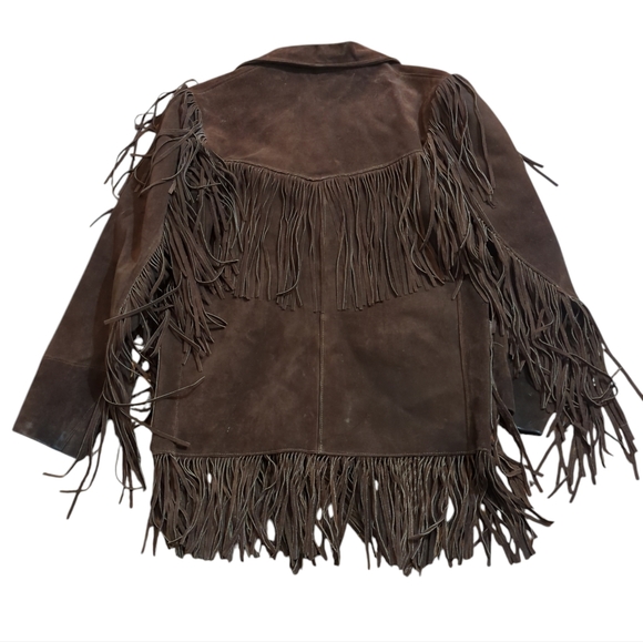 Joo Kay Vintage Fringed Leather Jacket 1960's Western Wear Rock N Roll Hippy Lrg - Picture 7 of 15
